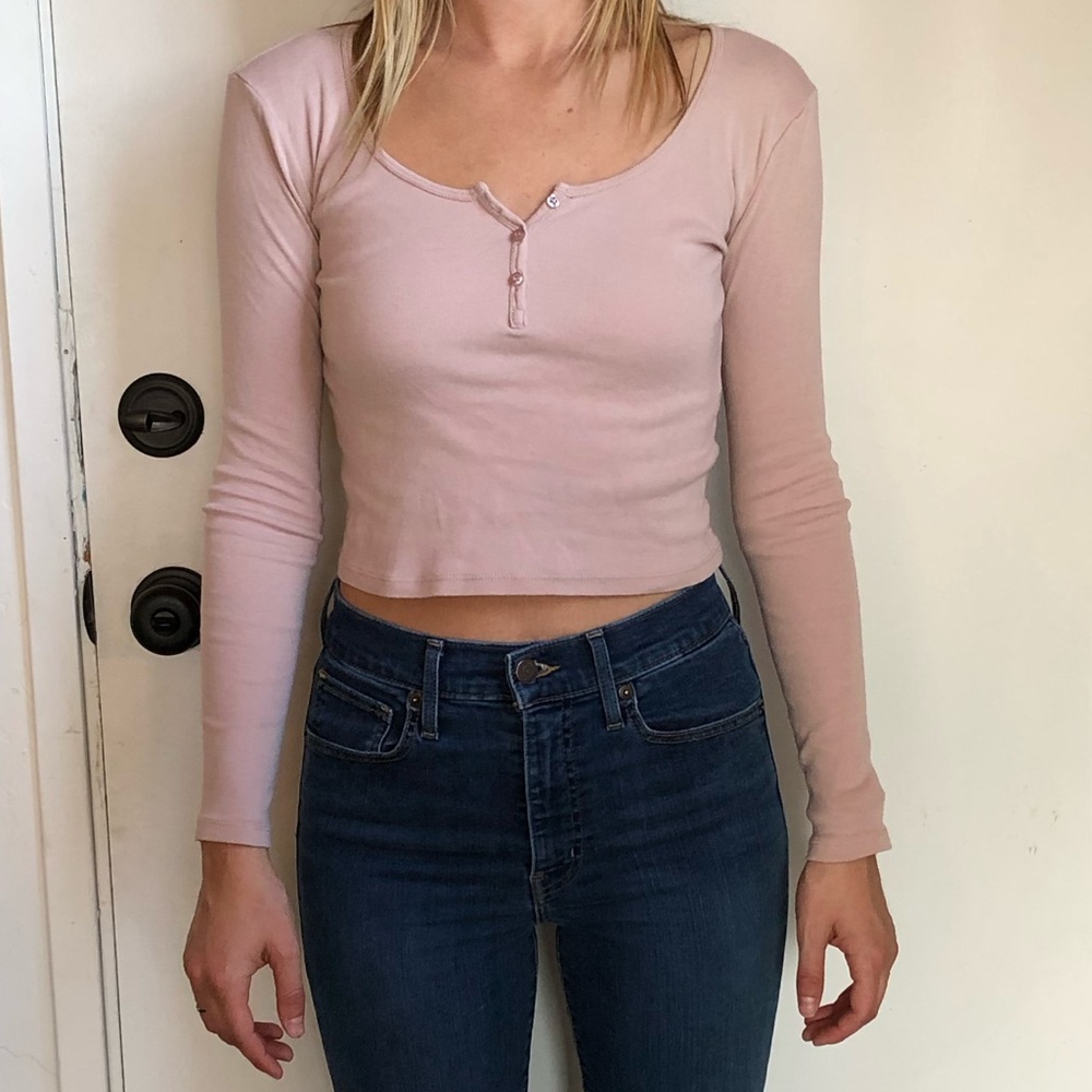 Pale pink croptop long sleeve TopShop